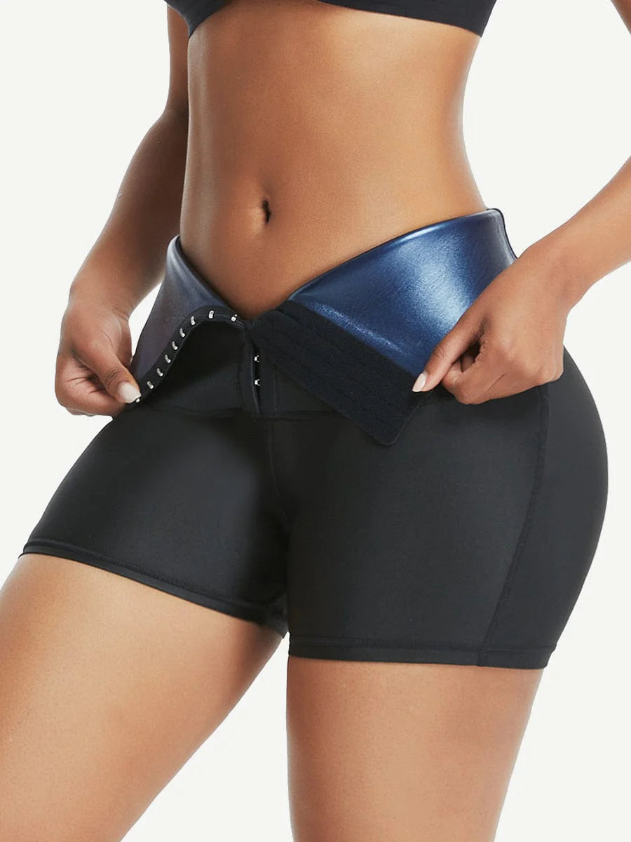 Neoprene Body-Sculpt Shorts with Hook & Eye Closure – Sweat-Boost & Cellulite Smoothing
