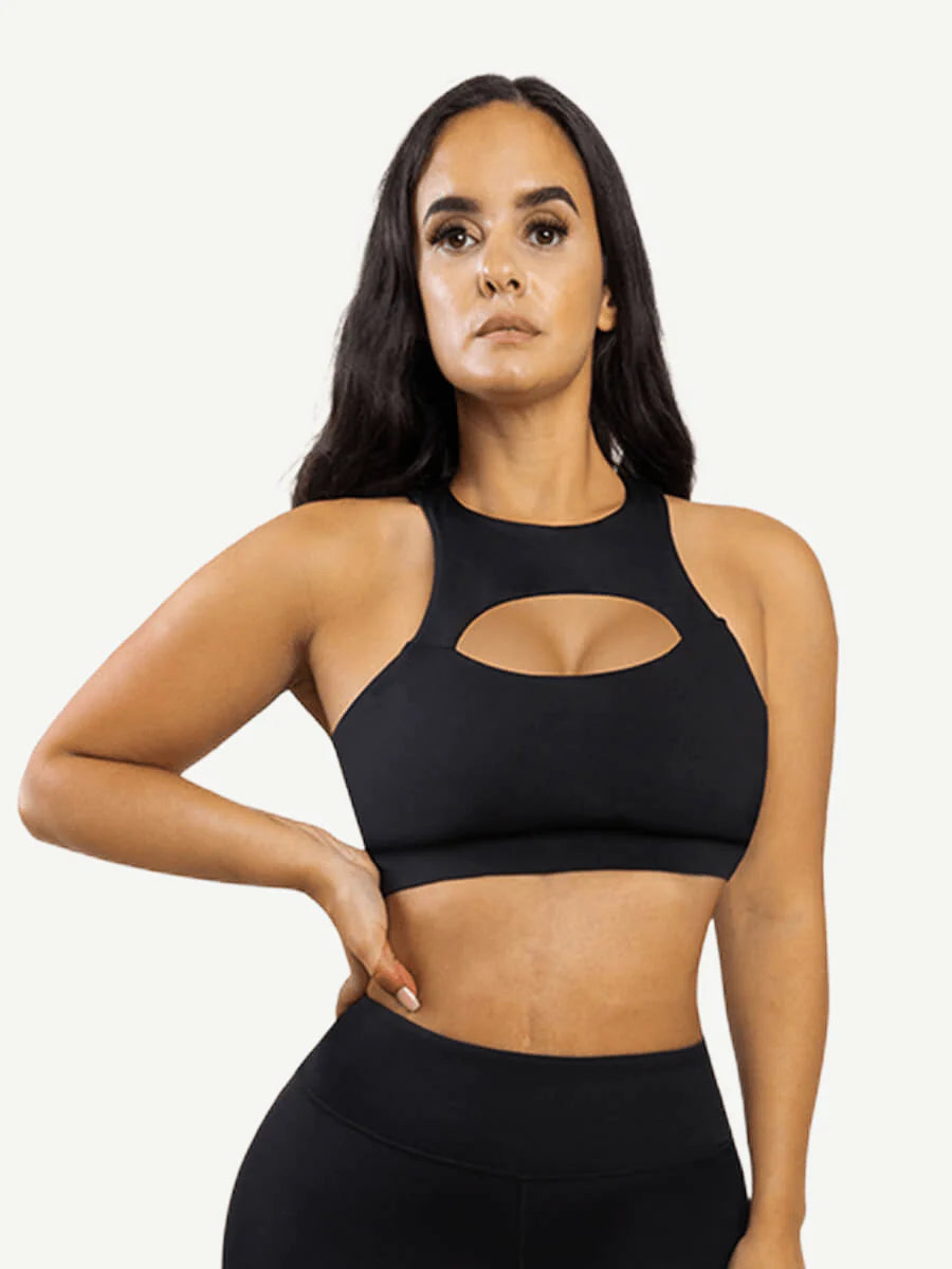 Cut-Out High Neck Sports Bra