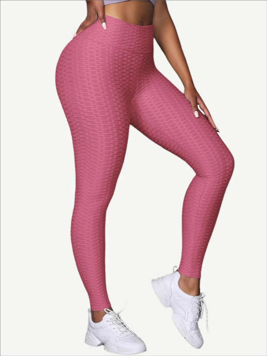 High-Waist Solid Yoga Leggings – Butt Lift & Breathable Comfort