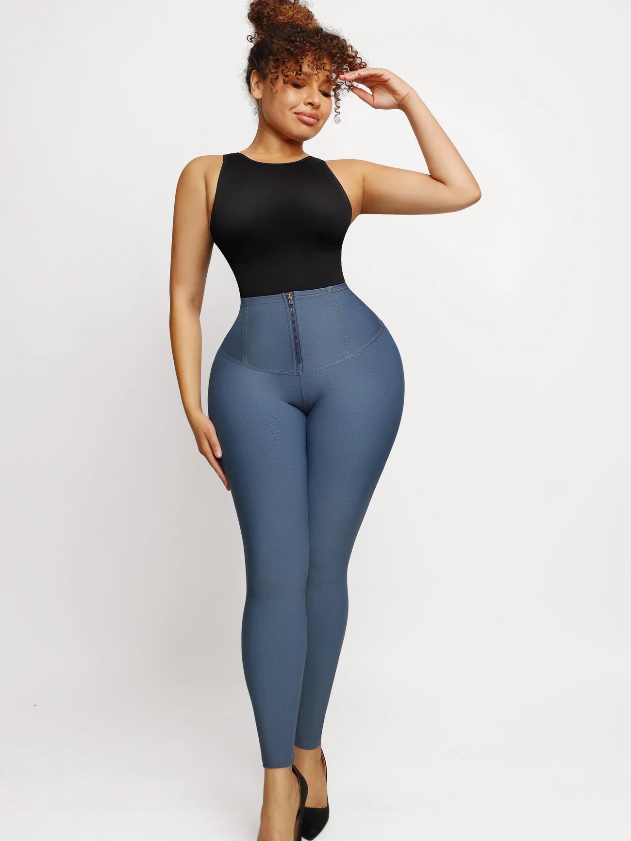 Mid-Waist Silver Sauna Pants – Heat-Boost Performance Fit