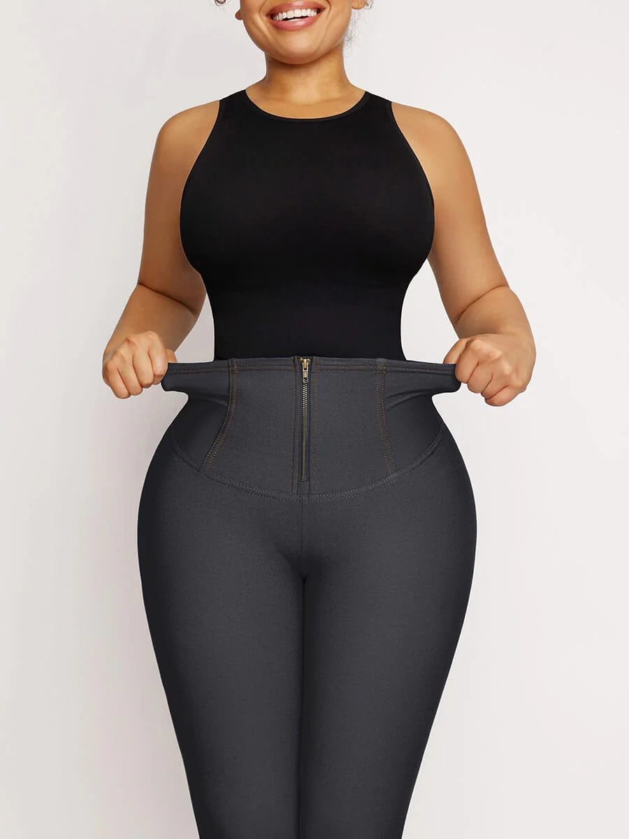 Mid-Waist Silver Sauna Pants – Heat-Boost Performance Fit