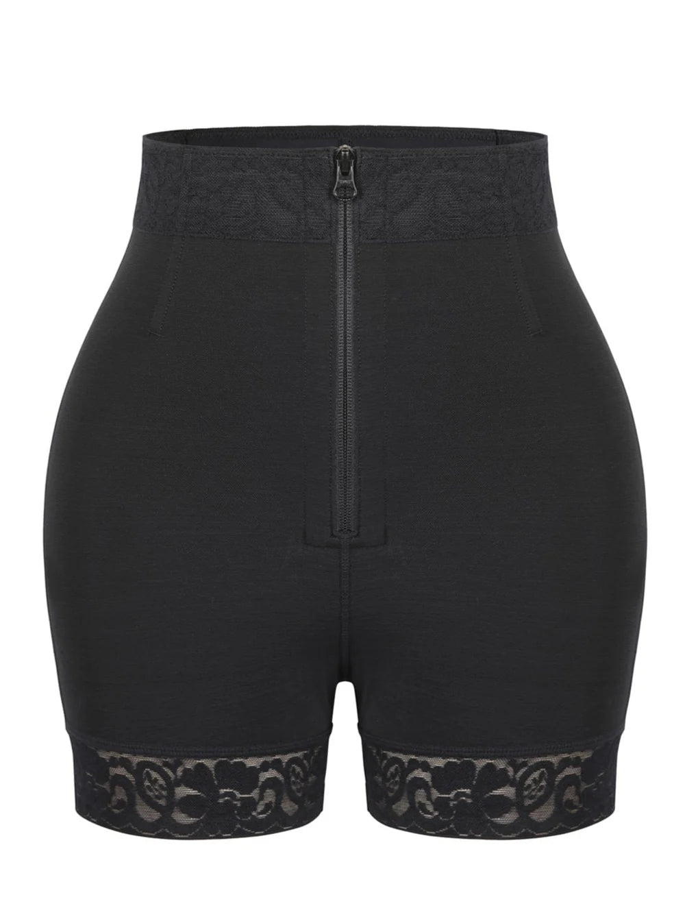 High-Waist Butt Lifter Shorts with Front Zipper – Curve-Enhancing Compression Shaper